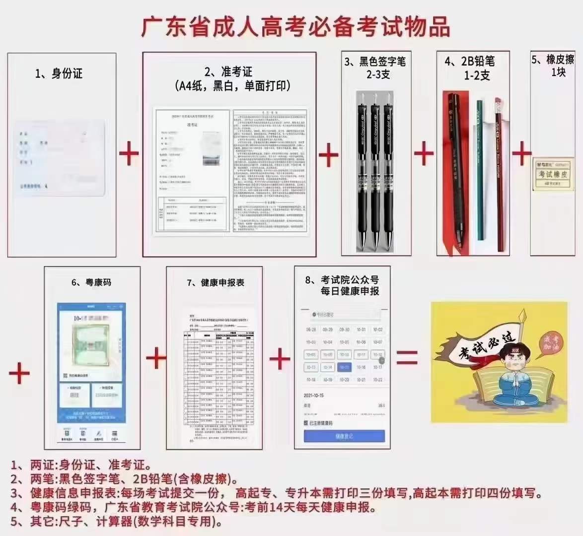 2021年深圳成人高考考試必備物品！